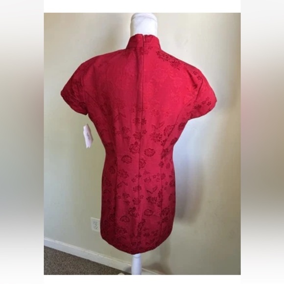 Vintage Y2K Rampage Cheongsam Dress 9 Red Floral Asian Grunge USA Qipao NWT - Picture 3 of 14